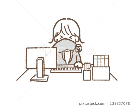 打噴嚏的女職員 135857078