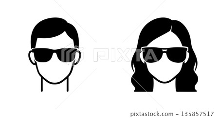 戴著太陽眼鏡的男女剪影圖標 135857517