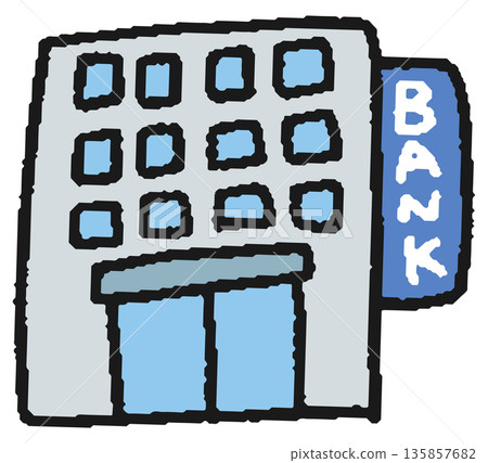 手繪銀行插圖 135857682