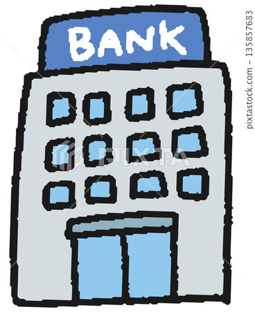 手繪銀行插圖 135857683