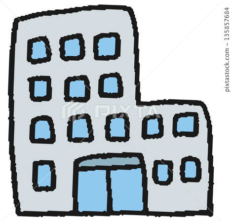 Hand-drawn illustration of a building 135857684