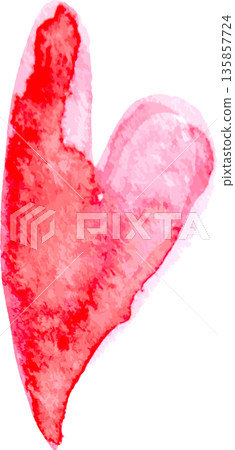 Real Hand Drawn Red Watercolor Heart Vector Illustration. Real Hand Drawn Red Watercolor Heart Vector Illustration. 135857724