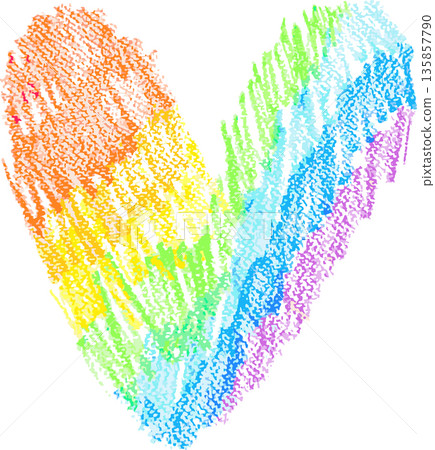 Chalk Drawn Rainbow Heart Child Illustration Chalk Drawn Rainbow Heart Child Illustration 135857790