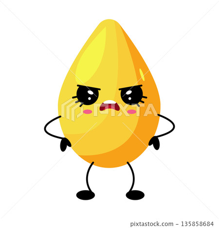 Angry Oil Drop Kawaii Character Illustration 135858684