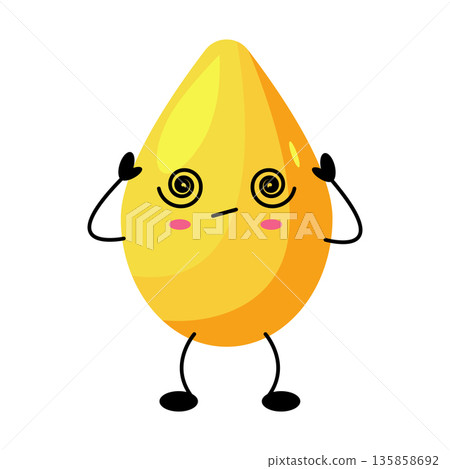 Kawaii Oil Drop Character With Dizzy Eyes Yellow Liquid Vector Kawaii Oil Drop Character With Dizzy Eyes Yellow Liquid Vector 135858692