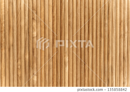Wood Slat Wall Texture with Vertical Timber Panels. High quality photo Wood Slat Wall Texture with Vertical Timber Panels. High quality photo 135858842