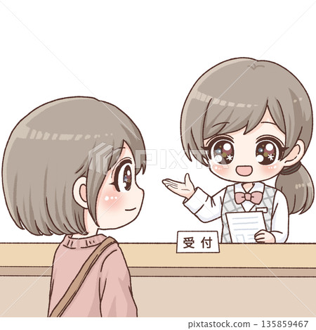接待處的女性工作人員和訪客 135859467