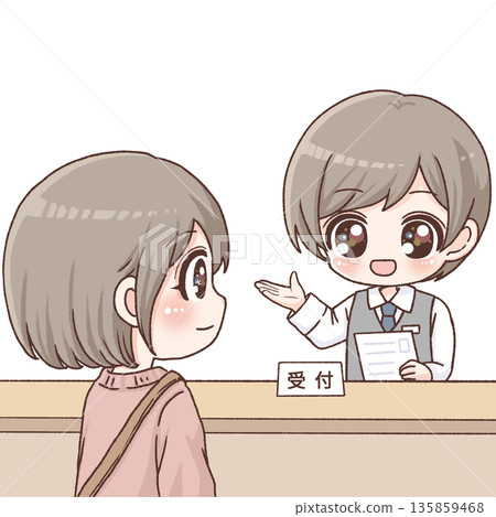 接待處男性工作人員引導訪客 135859468