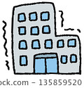Hand-drawn illustration of a building shaking in an earthquake 135859520