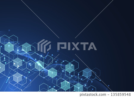 Geometric abstract technology hexagonal molecular structures in technology background and science style. Medical design. Vector illustration 135859548