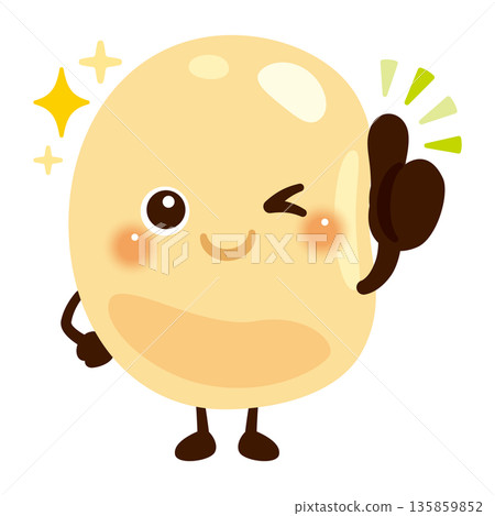 Soybean character illustration giving a good sign 135859852