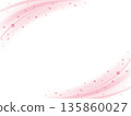 畫面背景插圖（粉紅色）左上角和右下角有柔和的波浪和櫻花花瓣。 135860027
