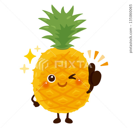 Pineapple character illustration giving a good sign 135860065