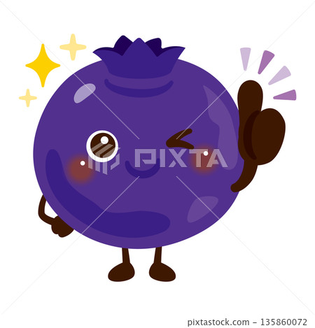 Blueberry character illustration giving a good sign 135860072
