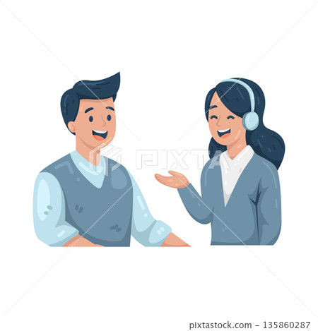 Illustration of Customer service representative speaking 135860287