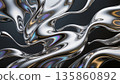 Create an abstract painting in of form of liquid metal. 135860892