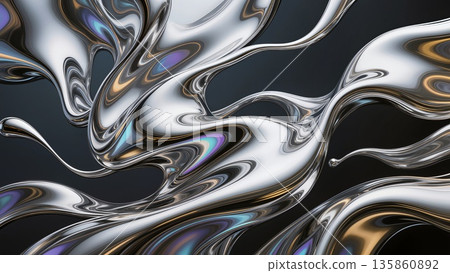 Create an abstract painting in of form of liquid metal. Create an abstract painting in of form of liquid metal. 135860892