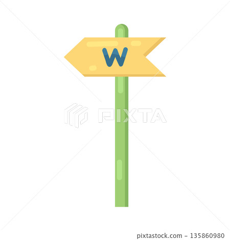 Illustration of west arrow Illustration of west arrow 135860980