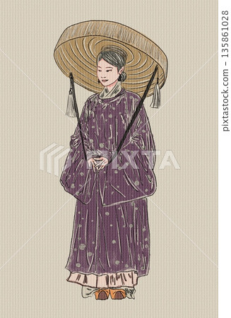 vector pop art illustration of girl in a hat vector pop art illustration of girl in a hat 135861028