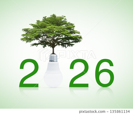 Happy new year 2026 ecology and saving energy concept 135861134