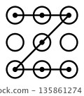 Simple monochrome icon of pattern authentication system 135861274