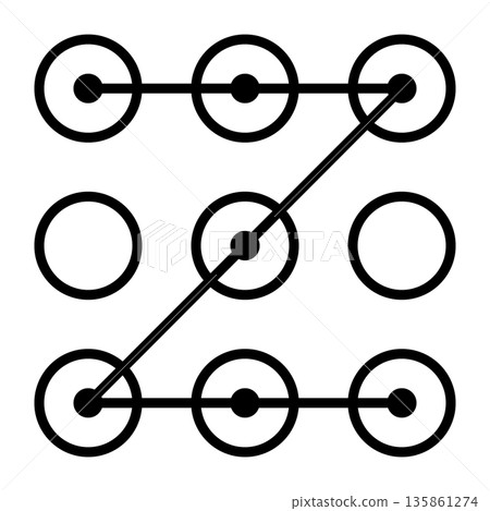 圖案認證系統的簡單單色圖標 135861274