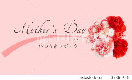 Mother's Day red and pink carnation background title 135861296