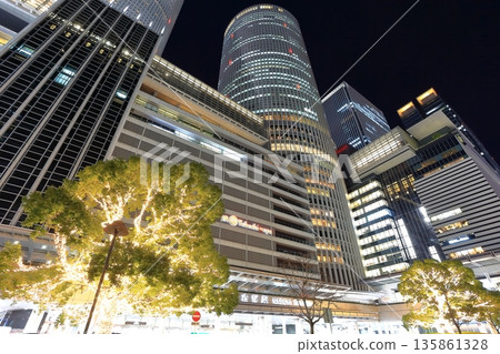 [Aichi Prefecture] Night view in front of Nagoya Station (JR Central Towers) 135861328