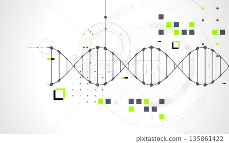 Abstraction on a scientific medical theme. Creative image of a DNA molecule with art elements. Abstraction on a scientific medical theme. Creative image of a DNA molecule with art elements. 135861422