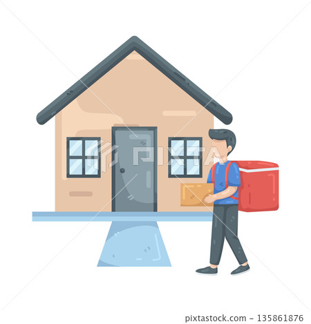 Illustration of gift courier Illustration of gift courier 135861876