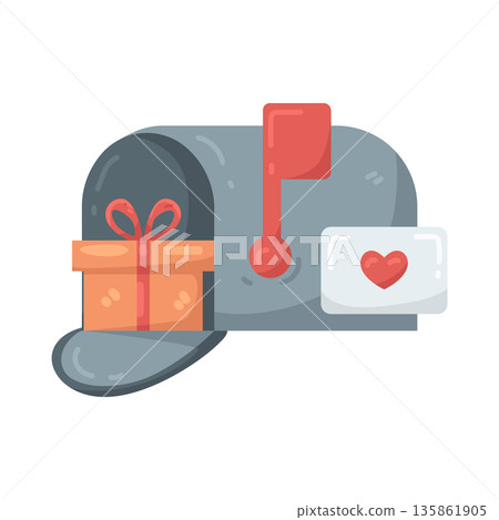Illustration of mailbox with gift 135861905