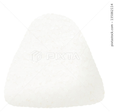 Simple pure rice onigiri icon with rice texture 135862114