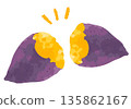 Illustration of a delicious roasted sweet potato split in two 135862167
