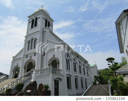 Catholic Himosashi Church, one of the most Romanesque churches in the East, located in Himosashicho, Hirado City, Nagasaki Prefecture Catholic Himosashi Church, one of the most Romanesque churches in the East, located in Himosashicho, Hirado City, Nagasaki Prefecture 135862190