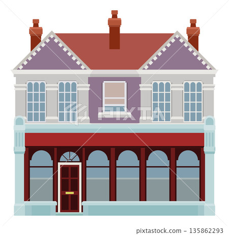 House Old Vintage City Building Illustration 135862293