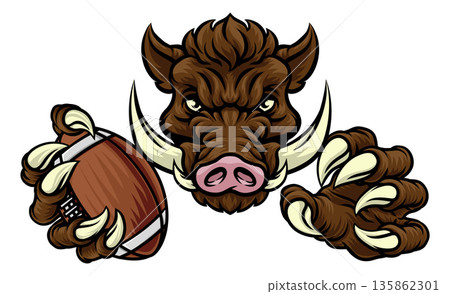 Boar Wild Hog Razorback Warthog Football Mascot 135862301