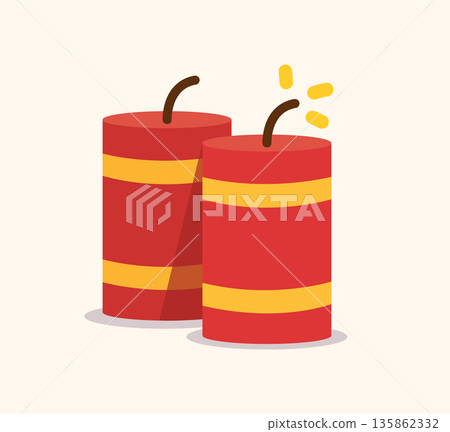 Chinese Firecrackers Flat Illustration Chinese Firecrackers Flat Illustration 135862332