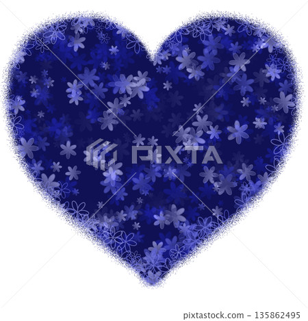 一顆鑲嵌著小花的藍色心形 一顆鑲嵌著小花的藍色心形 135862495