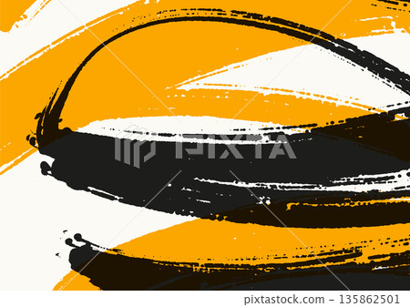 Abstract Black White and Yellow Ink Brush Strokes Abstract Black White and Yellow Ink Brush Strokes 135862501