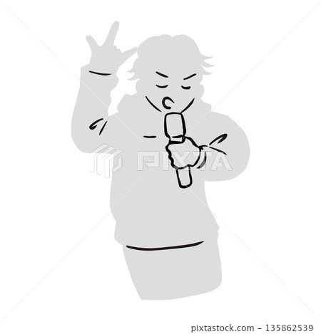 酷炫饒舌歌手剪影(白色) 酷炫饒舌歌手剪影(白色) 135862539