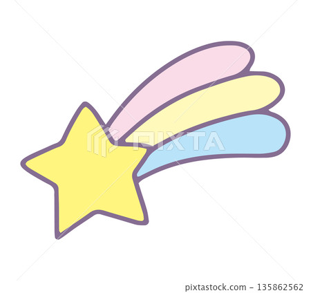 手繪的夢幻流星插圖 135862562