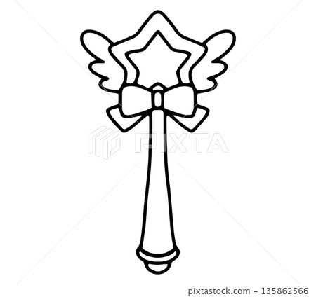 Hand-drawn illustration of a dreamy star wand 135862566