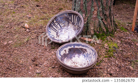 Large handmade ceramic bowls with drip glaze Large handmade ceramic bowls with drip glaze 135862670