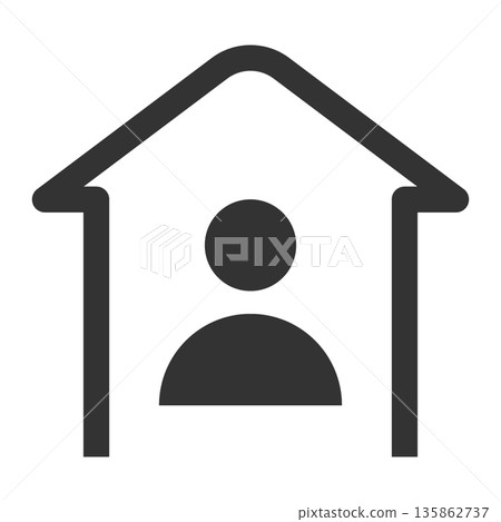 Work from home icon (simple, line drawing, monochrome) Work from home icon (simple, line drawing, monochrome) 135862737