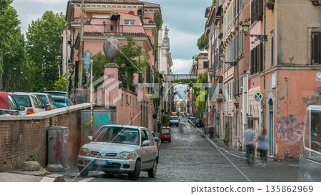 Streets of Rome with people engaging in daily activity timelapse. Streets of Rome with people engaging in daily activity timelapse. 135862969