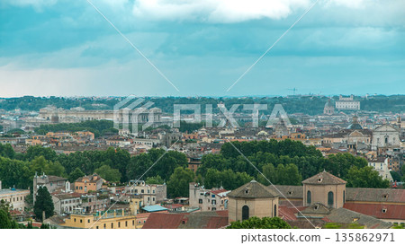 Panoramic view of historic center timelapse of Rome, Italy Panoramic view of historic center timelapse of Rome, Italy 135862971