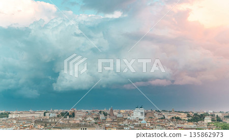 Panoramic view of historic center timelapse of Rome, Italy Panoramic view of historic center timelapse of Rome, Italy 135862973