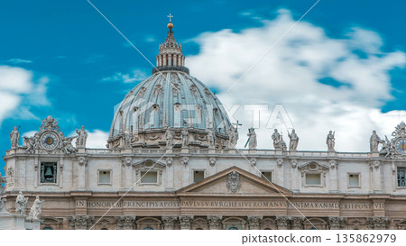 Top of Basilica di San Pietro timelapse in the Vatican City, Rome, Italy 135862979
