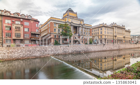 The Rectorate and Law School Building in Sarajevo timelapse hyperlapse The Rectorate and Law School Building in Sarajevo timelapse hyperlapse 135863041