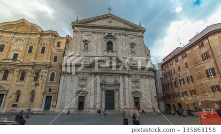 Church of Santa Maria in Vallicella timelapse hyperlapse, also called Chiesa Nuova in Rome Church of Santa Maria in Vallicella timelapse hyperlapse, also called Chiesa Nuova in Rome 135863158